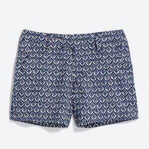 Level 99 Cindie Linen Stretch Printed Short Navy & White - Size 32